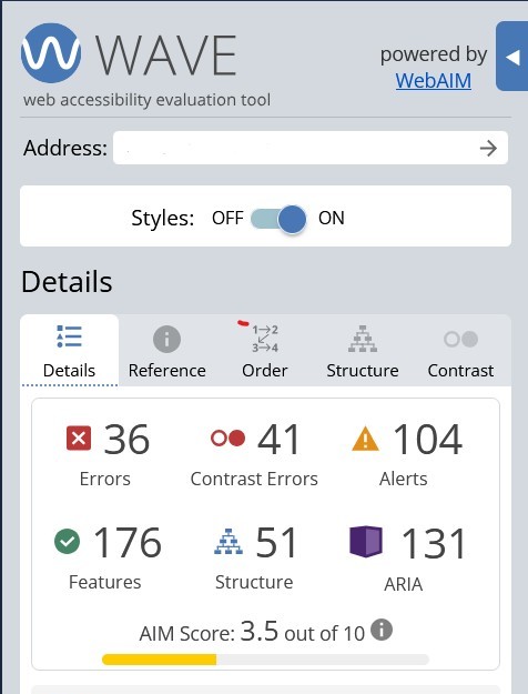 Fehlgeschlagener Accessibility-Audit Screenshot 1 - WCAG Verstöße